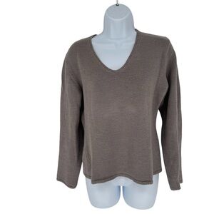 Of The Earth Gray Hemp Wool V-Neck Grunge Indie Granola Gorpcore Sweater Small